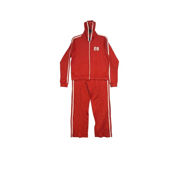 American Eagle Red Tracksuit With Hoodie Pants Athletic Stripe L/M - Picture 1 of 8